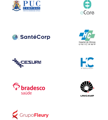 Confiado por eCare, PUC Campinas, HC Unicamp, SantéCorp, HC FMUSP, Bradesco, Unicamp, Grupo Fleury e Cesupa