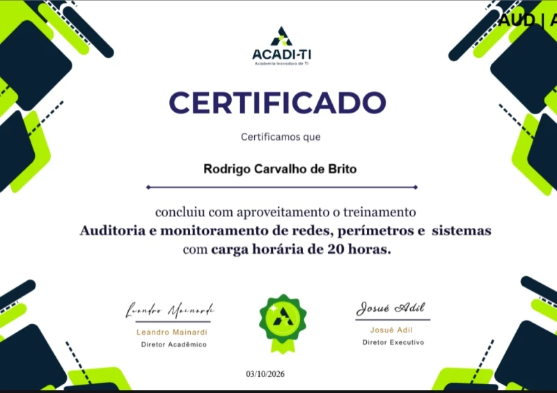 AUD | Auditoria e monitoramento de redes, perímetros e sistemas
