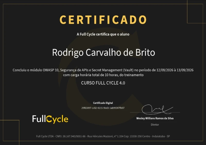 OWASP 10, Segurança de APIs e Secret Management (Vault)